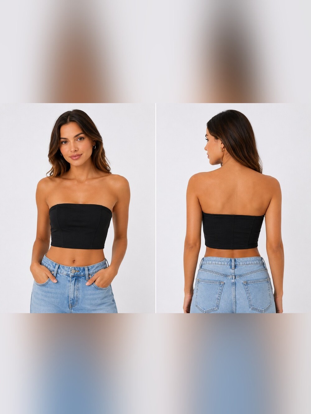 SHEIN Black Strapless Corset Top